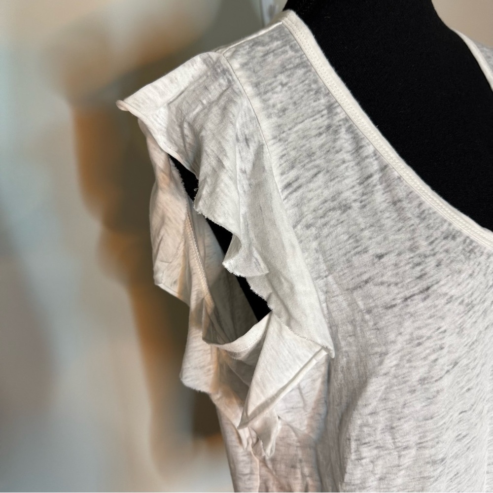 JESSICA SIMPSON White Odin Ruffle Tee Tank Lightweight Semi Sheer V Neck Large - Picture 4 of 10